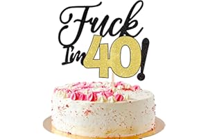 Xsstarmi 1 Pack 40th Birthday Cake Topper Funny Black Gold Glitter 40 & Fabulous Forty Birthday Cake Pick for Cheers to 40 Years Old Birthday Anniversary Party Cake Decorations
