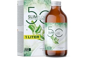 BALANCE NUTRITION SLIMFLOW50® DETOX KUR - 50 DOSEN (1000ml für 50 Behandlungstage – hält 3-mal länger) | Abnehmen Schnell Fettverbrenner | Darmreinigungskur, 19 aktiv mit Bromelain | Leber Entgiften Testsieger