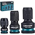 LIBRATON Impact to 1/4 Hex Converter, 1/2 3/8 1/4-INCH Drive Female to 1/4-Inch Hex Adapter, Impact Wrench Adapters for Ratchet Wrench Drivers, Impact Bit Holders, Quick-Change Chuck, Cr-Mo Steel