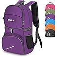 Bekahizar Rucksack 35L, Lightweight Backpack Foldable Hiking Daypack Packable Travel Day Bag for Men Women Teens Outdoor Sports Walking Camping Travelling Cycling (Purple)