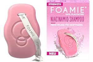 ‎FOAMIE Foamie Festes Shampoo STRENGTH mit Niacinamid, Shampoo Volumen für Feines & Dünnes Haar, Niacin & Reisextrakte für intensiven Schutz & Kräftigung, 80g