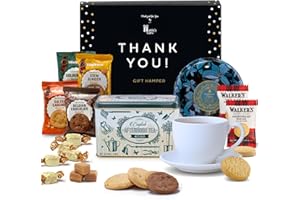 Hattie's Gifts Gourmet Thank You Hamper for Teachers - Premium Afternoon Tea Hamper Gift Box - English Garden Tea, Clotted Cream Fudge, & Shortbread Biscuits