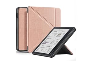 DMNYDM Funda para Kobo Libra Color (2024) /Tolino Vision Color (2024) 7 Pulgadas eReader Suave TPU Parte Trasera Cubierta Soporte Funda SleepCover Case con Cierre Magnético,Oro Rosa