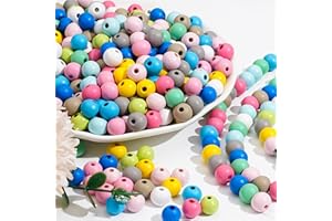 HERZWILD bunte holzperlen zum auffädeln 500stk holzperle farbig bastelnperlen f. DIY schmuck Herstellung (A)