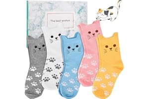 TUKEOO 5 Paire Idee Cadeau Femme Chaussettes femme 39 42 Cadeau Noel Personnalisé Chaussettes Animaux Chat Cadeau Maman Chaussettes en Coton Chaussettes Mignonnes pour Fête des Mères Anniversaire Noel