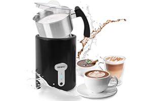 Duronic Milk Frother Electric MF500 BK Coffee Milk Frothers Steamer, Automatic Hot and Cold Foam Maker, Hot Chocolate Machine with Milk Heater and Warmer for Latte Froth, Coffees and Matcha