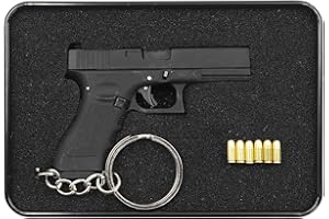 ZHONGREN Alloy Empire G17 Mini 1: 3 Métal Tactical Gun Keychain avec 6 balles Modèle réaliste Collection d’armes à feu Pendentif Bag Charm pour Army Fan Cadeau pour hommes