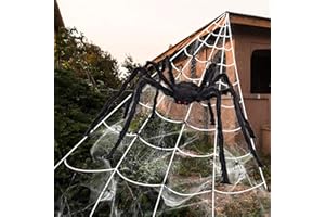 iZoeL Halloween Decorazioni Halloween Ragno Giant Spider 2 m Grande Ragno 5.5 m x 7 m Ragnatela 30 Mini Ragni 40 g Ragnatela, pour Decorazioni Casa/Interni/Esterni/Casa Stregata/Giardino