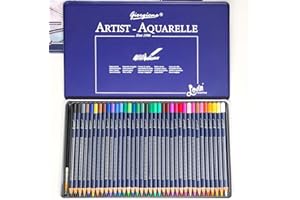 36 Crayon Aquarelle avec Pinceau dans une Boîte Métallique Portable, Crayons de Couleurs Adultes pour Mélange, Superposition et Peinture à l'aquarelle, Crayons de Couleurs