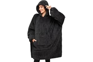 CMTOP Sweat à Capuche Femme Homme Couverture, Plaid Polaire à Manche Chaud Pull Hiver Plaid, Peignoir Longue Sweatshirt Doux Pullover Hoodie à Capuche avec Grande Poche