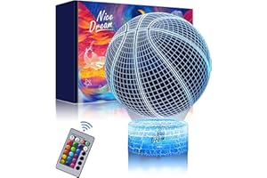 Nice Dream Luce Notturna da Basket per Bambini, Lampada da Illusione 3D Luce LED, Telecomando 16 Cambia Colore Dimmerabile, Regali di Natale per Ragazze Ragazzi Soggiorno Arredamento Camera da Letto