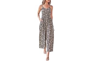 LAISHEN Jumpsuit for Women UK Playsuits Wide Leg Dressy Pants Overall Ladies Summer Casual Dungarees Romper with Pockets
