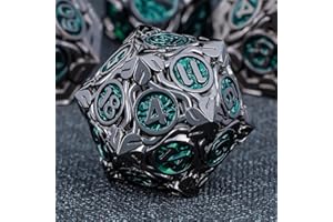 KERWELLSI Rattan Metal DND Dice Set D&D with Gifts Box, Black Green Dungeons and Dragons Polyhedral & RPG Dice, Magic the Gathering Role Playing Gaming Dice D20 D12 D10 D8 D6 D4