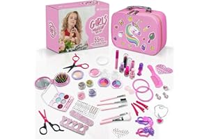 ONE EMPORIUM Enchanting 55PCS Kids Makeup Set For Girls - Safe, Non-Toxic, and Easy Washable | Perfect Pretend Play Girls Make Up Set Ages 5-12 - Birthday Party Gifts
