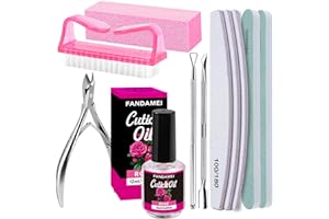 Nail Buffers and Files, FANDAMEI Manicure Tools Kit with 3PCS Nail File, 2PCS Nail Buffer, Rectangular Nail Buffer Block, Cuticle Nippers, Cuticle Pusher, Cuticle Peeler. Cuticle Oil and Nail Brush
