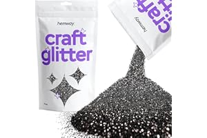 Hemway Craft Glitter - Black | 100g Fine Metallic Sequin Flakes for Halloween Resin & Epoxy Crafts | Supplies for Autumn Décor, Bunting, Nails, Candle, Face & Mask Decorating