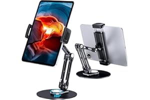 Stojak na tablet Lucrave, obrotowy uchwyt na tablet, składany stojak na iPada z 11-calowym ramieniem Kompatybilny z iPadem Air/Mini, iPadem Pro 11/12.9, Samsung Galaxy Tab i nie tylko, czarny