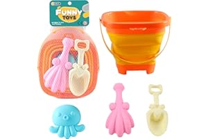 A-SZCXTOP Strandspielzeug Set für Kinder & Kleinkinder,Faltbarer Eimer & Schaufeln & Sandformen & Rechen,Sandspielzeug-Sandwerkzeug-Set,Reise-Sandkastenspielzeug für Jungen Mädchen