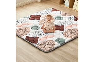 Hamino Krabbeldecke Für Baby 150 x 150CM, Krabbelmatte Baby Faltbar, Weich und Rutschfest Spielmatte Baby, Geeignet Für Kinderzimmer Bodenmatte (Blätter)