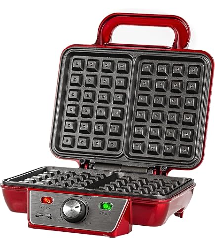 Gaufrier Belge 1200W - 4 Gaufres, 5 Niveaux De Cuisson, Plaques Antiadhésives, Lumière Indicatrice