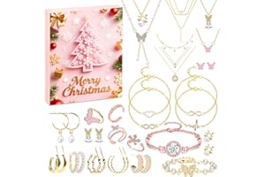 KUVARIX Calendrier Avent Bijoux Fille, 24 Surprises Calendriers de l'avent Bijoux Fille, Calendrier de Noël Ado Fi-lle Charms Création Kit,Cadeaux Christmas Adventskalender pour Femmes, Adolescentes