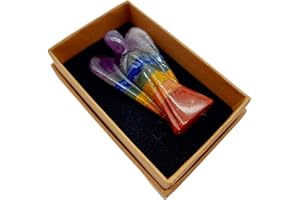 ‎AB INDIA CRAFTS Schutzengel 7 Chakra Edelstein 5 cm Glücksbringer Heilstein mit Schmuckschachtel | Liebe Frieden Regenbogen