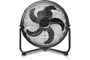 ‎BRANDSON Brandson - Windmaschine Retro Stil - Ventilator - Tischventilator - Standventilator 30cm - Bodenventilator - hoher Luftdurchsatz - stufenlos neigbarer Ventilatorkopf - schwarz matt