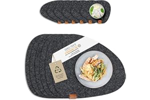 MIQIO® Zestaw podkładek filcowych Stone - 12-częściowy zestaw trwałych podkładek premium | sprawdzone pod kątem obecności substancji szkodliwych Ökotex | wykonane w 100% z recyklingu butelek PET | 40