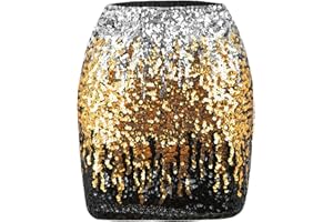 Kefiyis Gonna glitterata da donna con paillettes, gonna elastica in vita con fodera per Carnevale