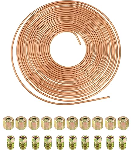 Tubo Freno In Rame 6,35mm - Kit 7,62m Con Dadi Per Auto, Olio E Carburante - Foto 5