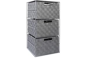 EHC 3 Drawer Large Storage Unit Cabinet for Bedroom/Bathroom - Grey