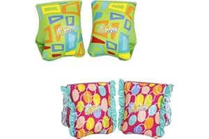 Bestway - Brassards gonflables recouverts de Tissu S/M 38 x 14 cm, 2 modèles Assortis