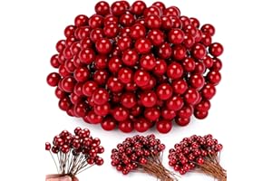 Cindeer 500 Falsas Bayas Artificiales de Navidad 10 mm Mini Bayas Navideñas para Decoraciones del Árboles de Navidad Manualidades Bodas Fiestas Decoración de Invierno Hogar(Burdeos)