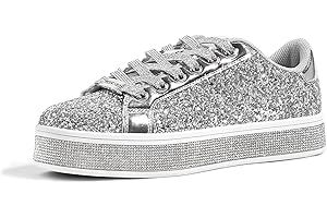 LUCKY STEP Damen-Plateau-Glitzer-Sneaker | Funkelnde Bling Shiny Dressy Bedazzled Hochzeits-Walking Schuhe