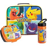 Get Trend Pokemon Thermal Food Bag with Lunch Box and Water Bottle for Kids, 3 Pack for Lunch, Lunch Box Bag for School and T