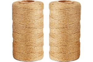 AUERVO 100M 2 Roll Natural Jute Twine, 3 Ply Garden String Brown Twine For DIY Crafts Decoration Gift Wrapping Bundling Gardening