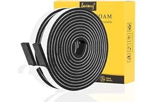 fowong Joint Adhésif Coupe Vent pour Porte Fenêtre, 9mm x 6mm x 8M Total, Joint Multi-Foctionne en Mousse Anti-oxydant, Évite Claquement de Porte Entrée Placard, Isolation du Bruit Froid, Noir