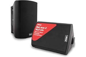 Pyle par de sistema de altavoces resistentes al agua 6.5”, Impermeables, Montaje de pared, Interiores, Exteriores, Sonido Estereo. Negro
