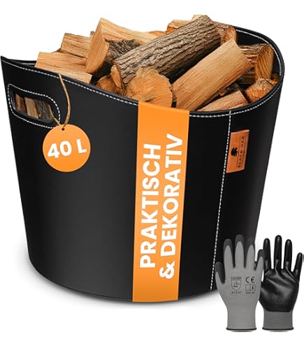 Houten mand voor haardhout, 36 x 32 x 31,5 cm, brandhoutmand, metaal