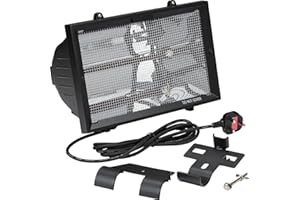 Knightsbridge Outdoor Infared Heater with Mesh Grille in Black, HEOD1309BK Supplied with 3m of Pre Wired Cable + UK Plug