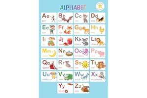Gold Star Academy Educational Alphabet Poster for Children, A2 Size (16 x 23 Inches), Early Learning Wall Chart with Pictures, Ages 2-4