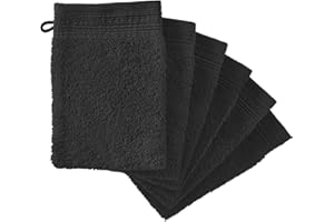 Adore Home 12 x Premium Quality 100% Cotton Wash Mitts Absorbent Flannel Face Mitt Body Scrub, Black
