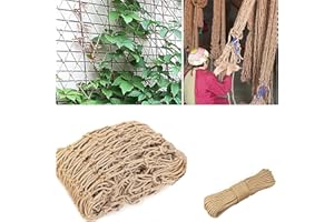 CUNQIN (2M X 5M) Plan Support Jute Netting for Climbing Plants, 100% Eco Friendly Natural Jute Net Runner Bean Tomato Sweet Peas Netting Biodegradable Compostable Garden Trellis Netting with 10m Jute Twine