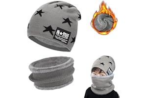 HUIFENGJIE Berretto Sciarpa Invernale per Bambini, Beanie Cappello con Sciarpa Set, con Fodera in Pile Set Berretto in Maglia Scaldacollo, Bambini Cappelli, per Ragazzo e Ragazza 2-6 Anni Attività all'aperto
