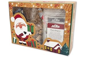 ‎SPOONDRINK piTea Weihnachts Tee Geschenkset – 6 verschiedene Sorten loser Premium Tee mit Snacks – Wintertee Probierset in Geschenkbox – fertig verpacktes Geschenk zu Weihnachten für Frauen, Männer & Kollegen