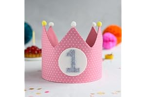 LG LITTLE GOODS Little Goods - Geburtstagskrone - wendbare - Stoffkrone - Krone Kinder Mädchen Junge - Krone inklusive austauschbarer Zahlen - Kindergeburtstag - Rosa - Rosa-Grau