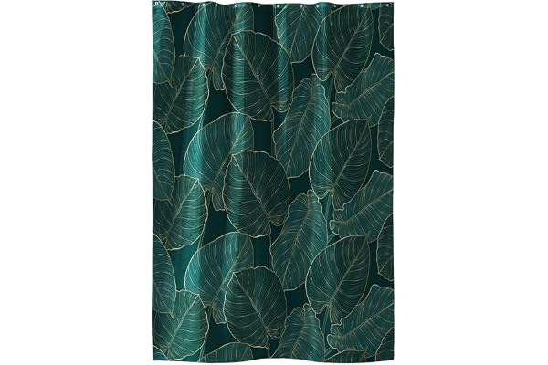 Douceur d'Intérieur, Duschdraperi med krokar (180 x 200 cm) Jade grön, polyester tryckt