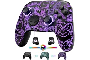PALPOW [Leuchtend Modus] Switch Controller Wireless,Switch Controller Kompatibel mit Switch/OLED/Lite,Firefly Bluetooth Kontroller Gamepad mit 7 LED-Farben/Paddle/Turbo/Bewegungssteuerung,Schwarz