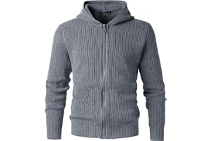 Harbrosrce Stickad cardigan för män med huva, hel dragkedja, långärmad ledig enkel smal passform, stickade kläder, utomhus, t