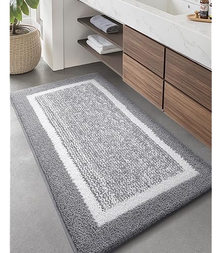 Tappeto Da Bagno Morbido Grigio 43x61 Cm – Pelo Alto 4 Cm – Antiscivolo E Lavabile In Lavatrice